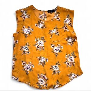 Alice Blue Mustard Yellow Floral Sleeveless Blouse XL
